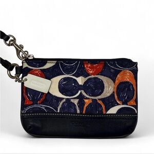 Vintage Y2K COACH Scribble Canvas Wristlet